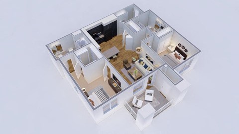 Floor plan for 2 beds, 2 baths, 1089 sqft
